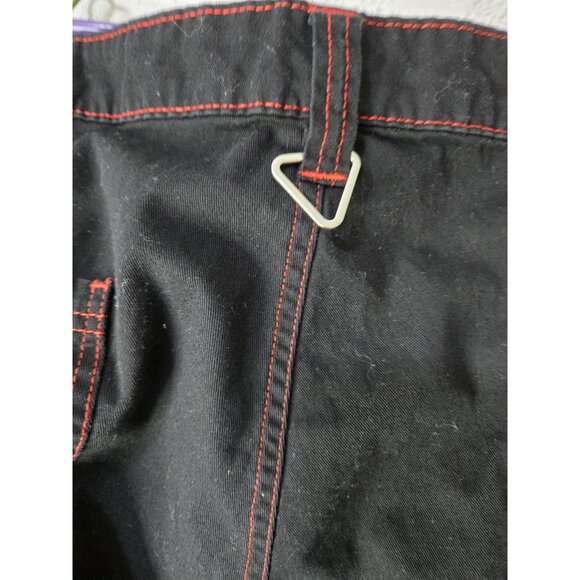 HT Denim Hi-Rise Carpenter Pants Womens 26 Black Red Stitch Wide Leg Utility - Picture 6 of 13